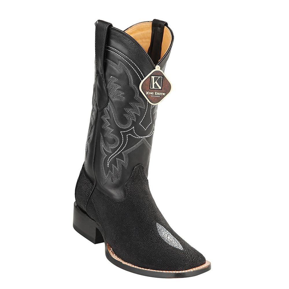 Men's King Exotic Stingray Boots 3x Toe Handcrafted Black (495v21105)