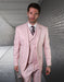 Mens 2 button Slim Fit Suit with Double Breasted Vest in Pink Pink Prom Tuxedos