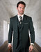 Mens 2 Button Slim Fit Wool Suit With Double Breasted Vest in Hunter Green