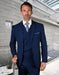 Mens 2 Button Slim Fit Wool Suit With Double Breasted Vest in Sapphire Blue