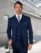 Mens 2 Button Slim Fit Wool Suit With Double Breasted Vest in Sapphire Blue