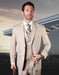 Mens 2 Button Slim Fit Wool Suit With Double Breasted Vest in Tan