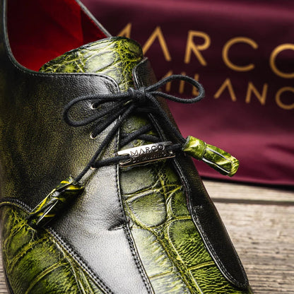 Marco Di Milano Anzio Exotic Alligator & Calfskin Leather Green Oxfords - Image 9