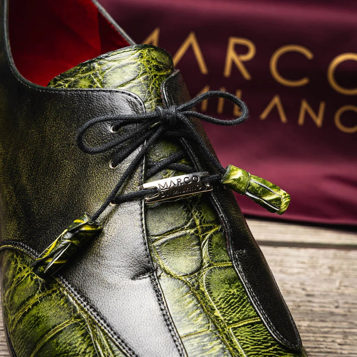 Marco Di Milano Anzio Exotic Alligator & Calfskin Leather Green Oxfords - Image 9
