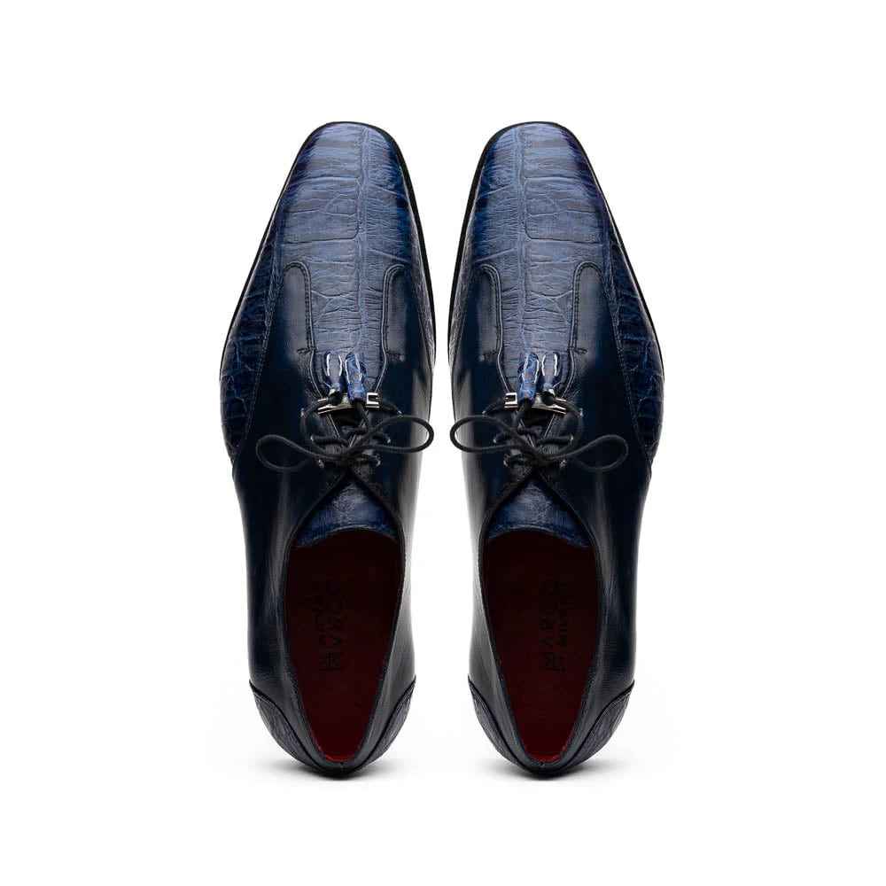 Marco Di Milano Anzio Exotic Alligator & Calfskin Leather Blue Oxfords - Image 3