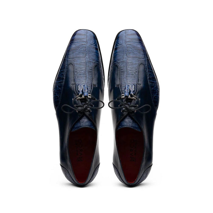Marco Di Milano Anzio Exotic Alligator & Calfskin Leather Blue Oxfords - Image 3