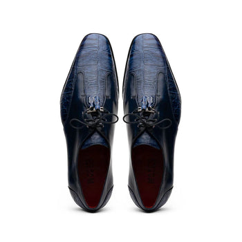 Marco Di Milano Anzio Exotic Alligator & Calfskin Leather Blue Oxfords - Image 3