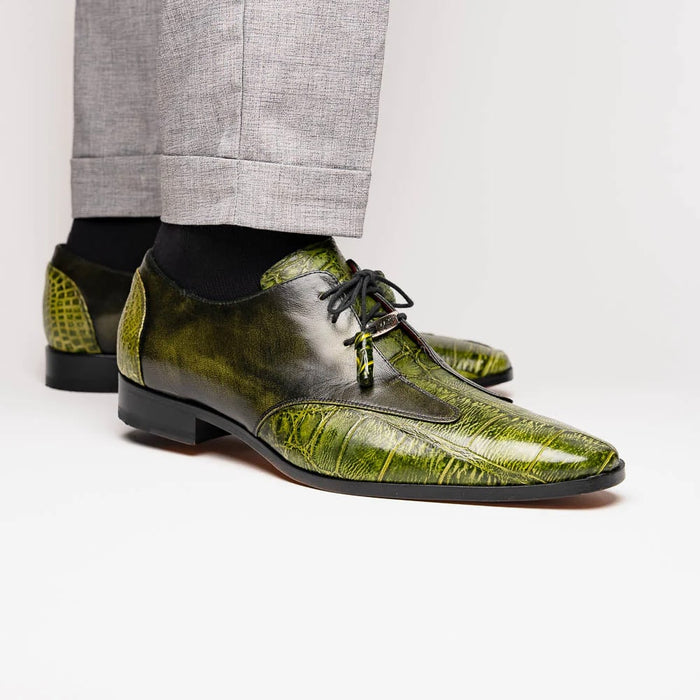 Marco Di Milano Anzio Exotic Alligator & Calfskin Leather Green Oxfords - Image 6