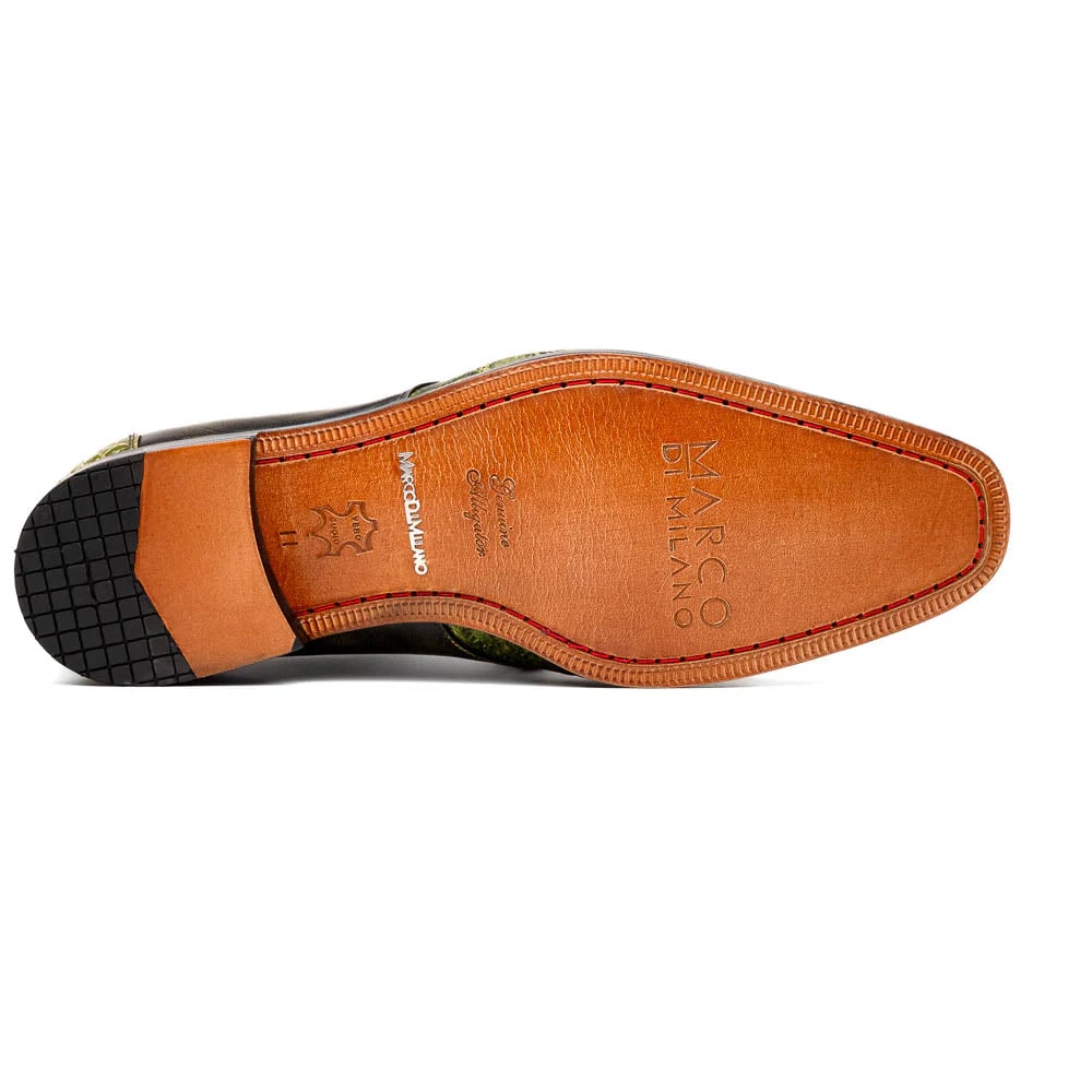 Marco Di Milano Anzio Exotic Alligator & Calfskin Leather Green Oxfords - Image 8