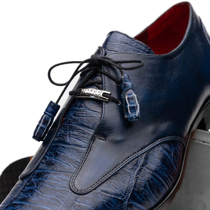 Marco Di Milano Anzio Exotic Alligator & Calfskin Leather Blue Oxfords - Image 5