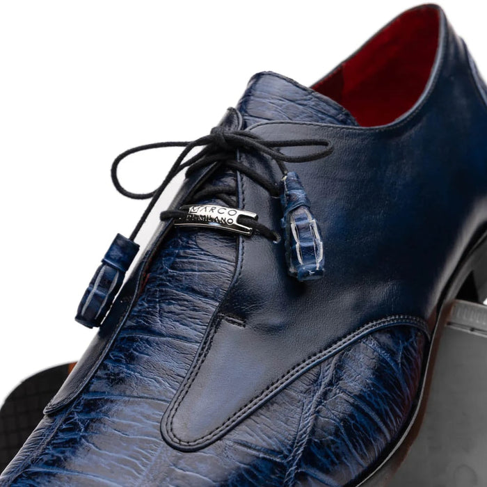 Marco Di Milano Anzio Exotic Alligator & Calfskin Leather Blue Oxfords - Image 5