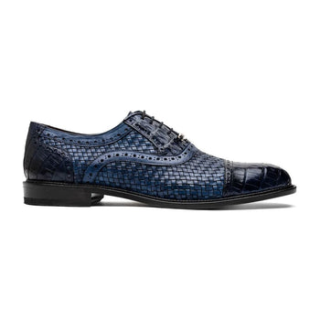 Marco Di Milano John Men's Shoes Exotic Caiman Crocodile / Woven Leather Dress Oxfords - Image 11