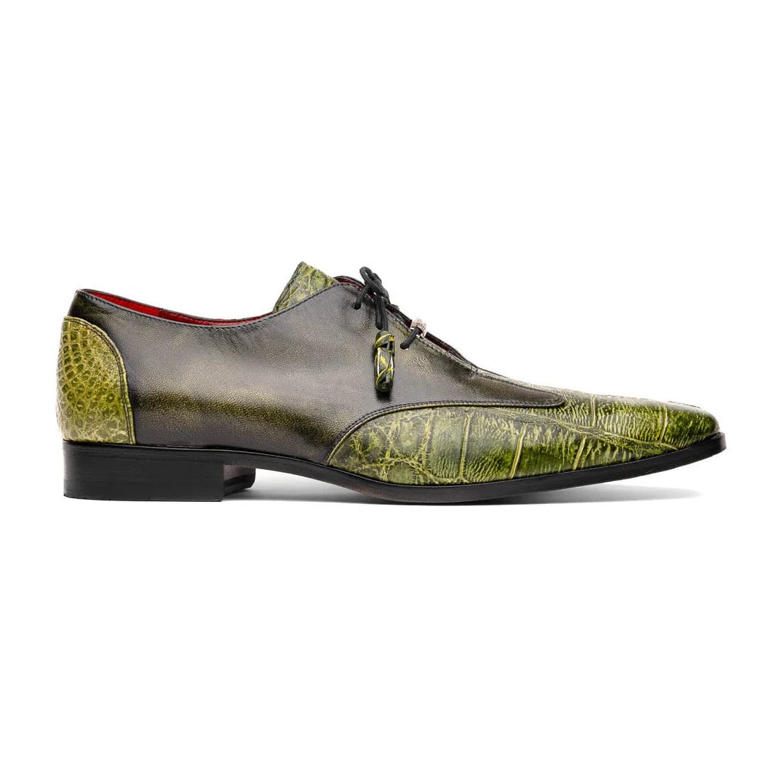 Marco Di Milano Anzio Exotic Alligator & Calfskin Leather Green Oxfords - Image 7
