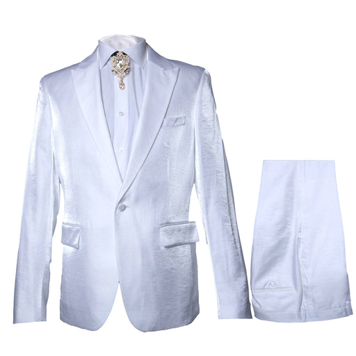 Rossi Man LEO RM1601 – White Slim Fit 3-Piece Suit for Men | Elegant Formalwear Ensemble