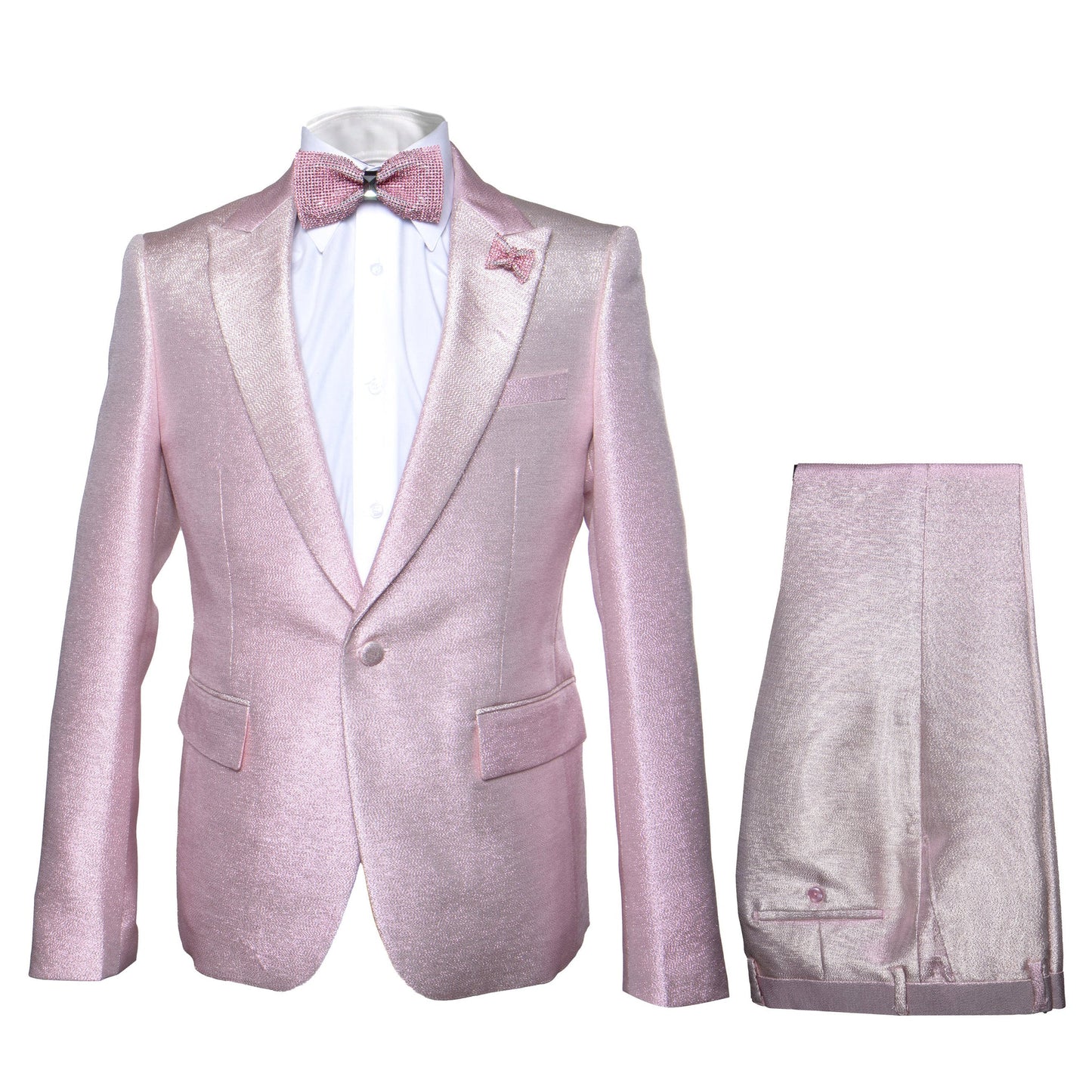 Tiglio Rosso Suit  - Classic Fit Athletic Cut 100% Wool Super 150s Italian Fabric Peak Lapel in Color Light Pink