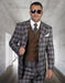Mens 2 Button Peak Lapel Wool Suit with Double Breasted Vest in Copper Plaid