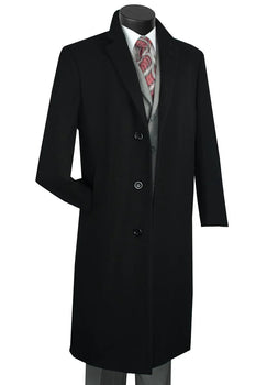 Mens Black Wool and Cashmere Overcoat – Full Length Topcoat or Three Quarter Carcoat - Image 7