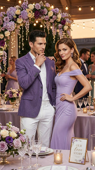 Men’s Purple Single Breasted Two Button Blazer, Classic Business Casual Wedding Sport Coat Jacket
