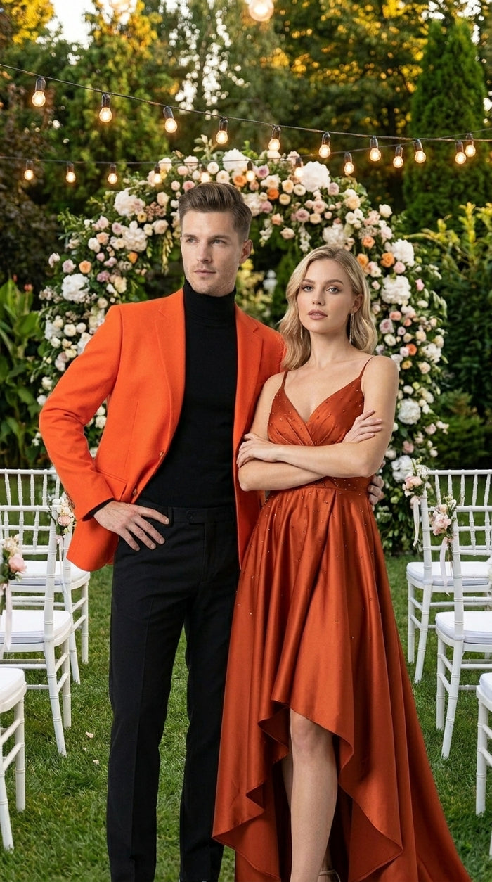 Men’s Orange Blazer, Bold Formal Wedding Church Party Sport Coat Jacket