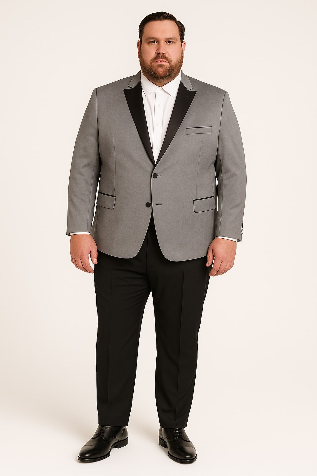 Men's Grey Velvet Tuxedo Jacket with Black Satin Lapel Suit – Mens Blazer + Black Pants - Image 5