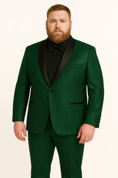 Men's Emerald Green Shiny Tuxedo with Black Satin Lapel and Matching Bow Tie – Ultra Slim Fit - Image 4