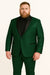 Men's Emerald Green Shiny Tuxedo with Black Satin Lapel and Matching Bow Tie – Ultra Slim Fit