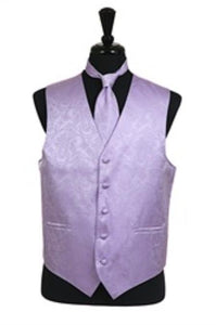 Tuxedo Vest - Wedding Vest Lavender paisley tone on tone Vest Waist coat Tie Set - Men's Neck Ties - Mens Dress Tie - Trendy Mens Ties