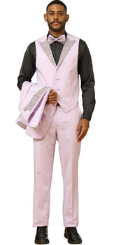 Lavender Prom Tuxedo - Perfect Wedding Suit Vested Rhinestone Lapelled