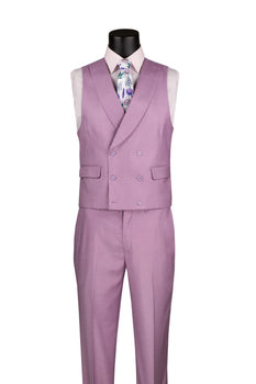 Lavender Modern Fit 3-Piece Suit with Lapel Vest & Adjustable Pants - Image 2