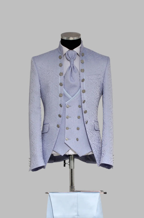 Victorian Tuxedo - Tail Coat - 1920s Regency period - Mandarin Suit in Color Lavender Blue