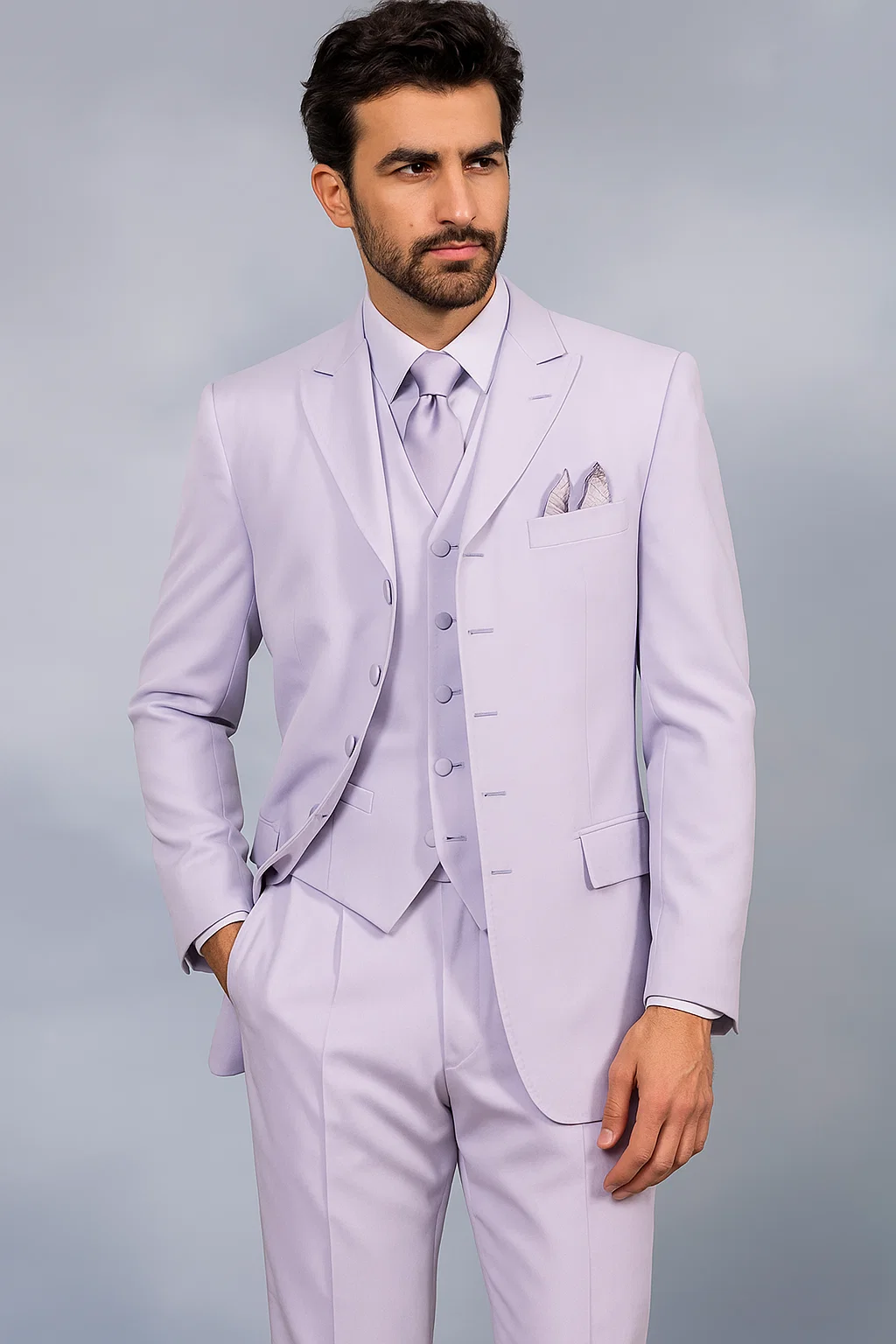 Lavender SUIT 3PC FASHION ZOOT WITH VEST Cover Buttons Comes - Image 2