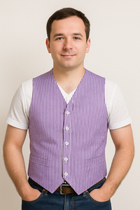 Men's Dark Navy Blue and White Stripe ~ Pinstripe Seersucker Sear sucker suit Vest Set