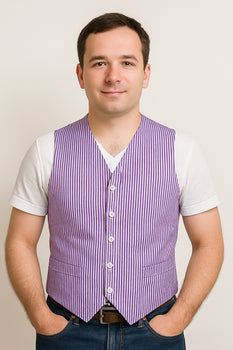 Men's Dark Navy Blue and White Stripe ~ Pinstripe Seersucker Sear sucker suit Vest Set - Image 50