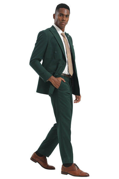 Men's Designer Stacy Adams Classic Double Breasted Suit in Hunter Green - Image 3