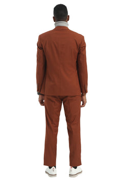 Men's Designer Stacy Adams Classic Double Breasted Suit in Brown Rust - Image 3