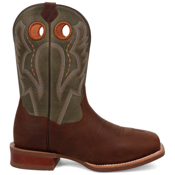 Dan Post Men's Leighton Brown/Green Leather Western Boots - Image 2