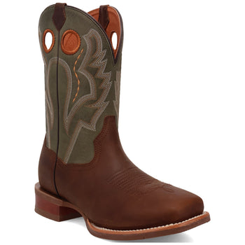 Dan Post Men's Leighton Brown/Green Leather Western Boots - Image 6