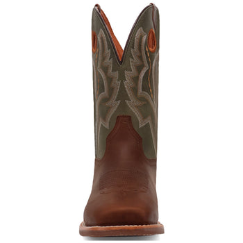 Dan Post Men's Leighton Brown/Green Leather Western Boots - Image 4
