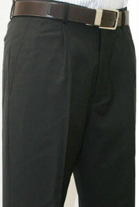 Men's Black Single Pleated Dress Pants Roma Medium