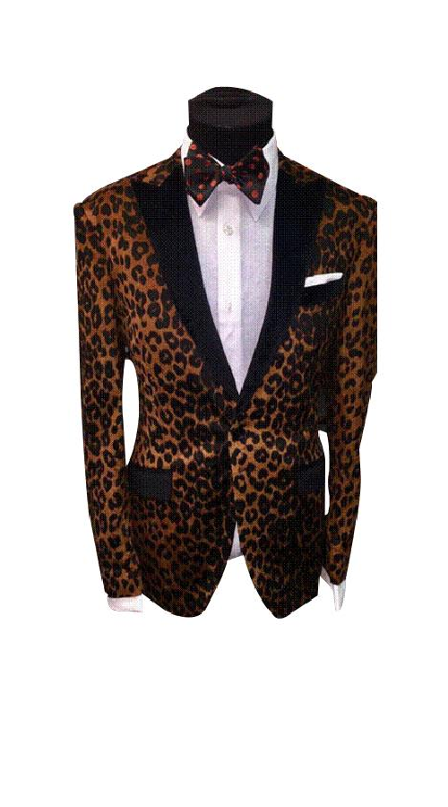 Leopard Mens Blazer - Brown and Tan Mixed Animal Print Print Sport Jacket