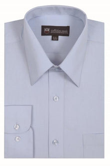 Light Blue Classic Fit Plain Solid Color Traditional Men's Dress Shirt