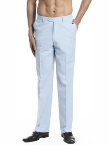 Men's Dress Pants Trousers Flat Front Slacks Light Blue