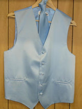 LIGHT BLUE GROOMSMEN DRESS TUXEDO WEDDING Vest ~ Waistcoat ~ Waist coat & TIE SET Buy 10 of same color Tie For $25 Each - Men's Neck Ties - Mens Dress Tie - Trendy Mens Ties