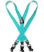 Men'S Turquoise ~ Light Blue Stage Party Blue Suspenders For Men Y Shape Back Elastic Button & Clip Convertible