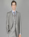 Men'S Light Gray Stripe ~ Pinstripe Blend Vested Suit - 100% Percent Wool Fabric Suit - Worsted Wool Business Suit