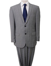 Mens Plaid Suit Mens Windowpane Pattern Two Piece Light Gray Suit