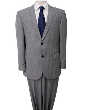 Mens Plaid Suit Mens Windowpane Pattern Two Piece Light Gray Suit