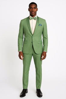 Light Green Tuxedo Suit for Men – Satin Lapel Wedding and Prom Suit in Color Sage Green Tuxedo