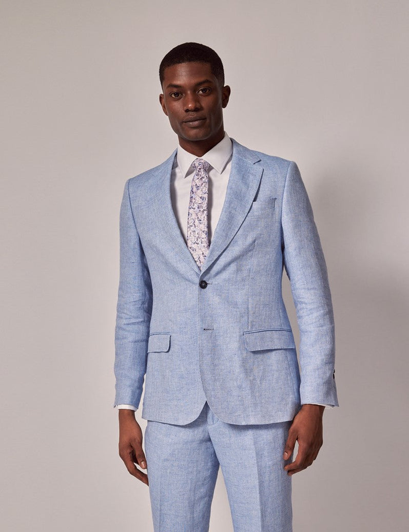 Linen Suit - Mens Summer Suits Intense Blue Color - Beach Wedding main image 0