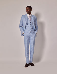 Mens Linen Suit For Beach Wedding - Summer Suit in Light Blue